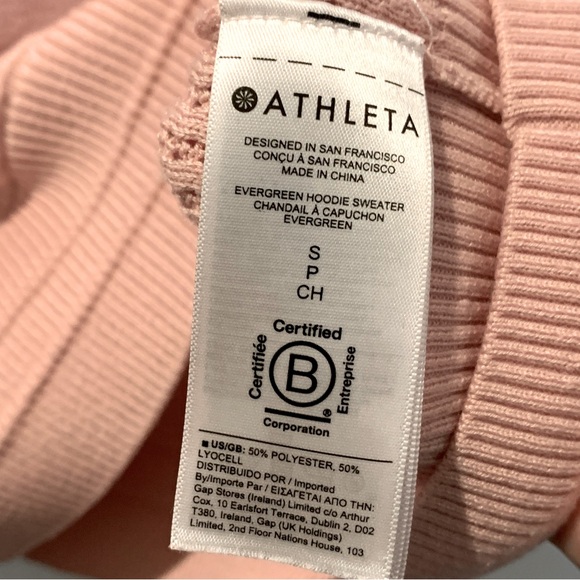 ATHLETA Blush Pink Evergreen Knit Hoodie with Pocket Size S/P - Picture 13 of 14